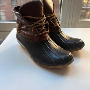 Sperry Brown Leather Waterproof Duck Boots with Laces